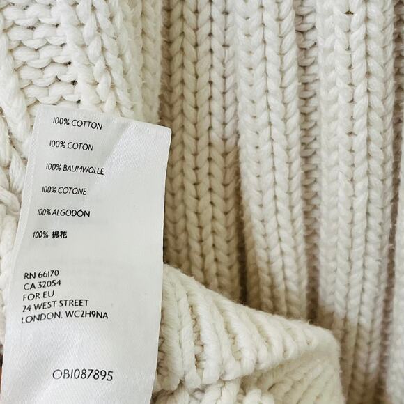 Free People Womens Sweetheart Chunky Knit Sweater Size M White Boho Fisherman - Picture 6 of 7